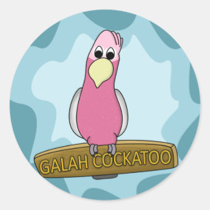 Sticker Rond Cartoon Galah Cockatoo