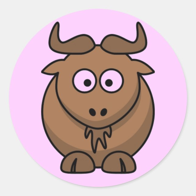 Sticker Rond Cartoon Gnu (Devant)