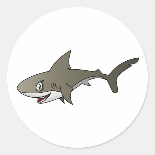 Sticker Rond Cartoon Grand requin blanc (Devant)