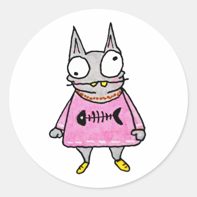 Sticker Rond Cartoon Kitten (Devant)
