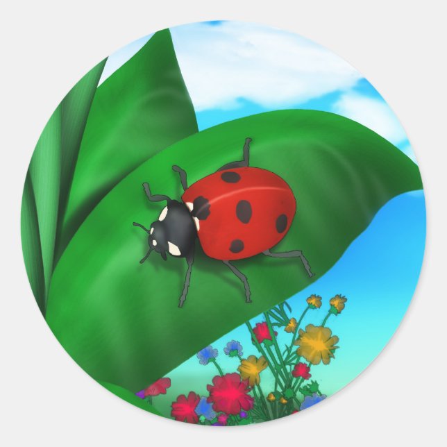 Sticker Rond Cartoon Lady Bug (Devant)