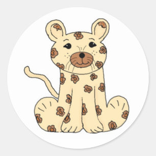 Sticker Rond Cartoon Leopard