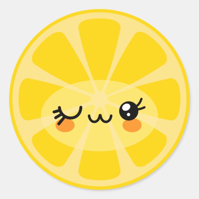 Sticker Rond Cartoon mignon Kawaii Happy Citrus Citron en santé (Devant)