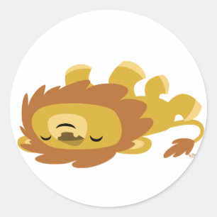 Sticker Rond Cartoon mignon Lazy Lion collant rond