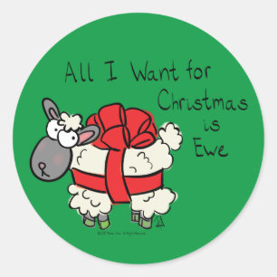 Sticker Rond Cartoon mignon mouton de Noël