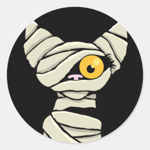 Sticker Rond Cartoon Mummy Chat Halloween Nouveauté