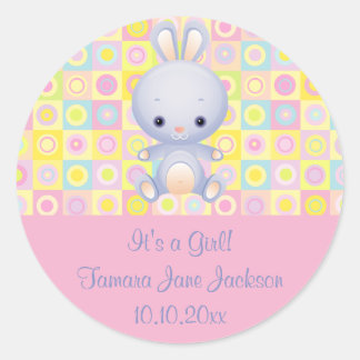 Sticker Rond Cartoon Rabbit C'est un bâton de Faire-part de nai