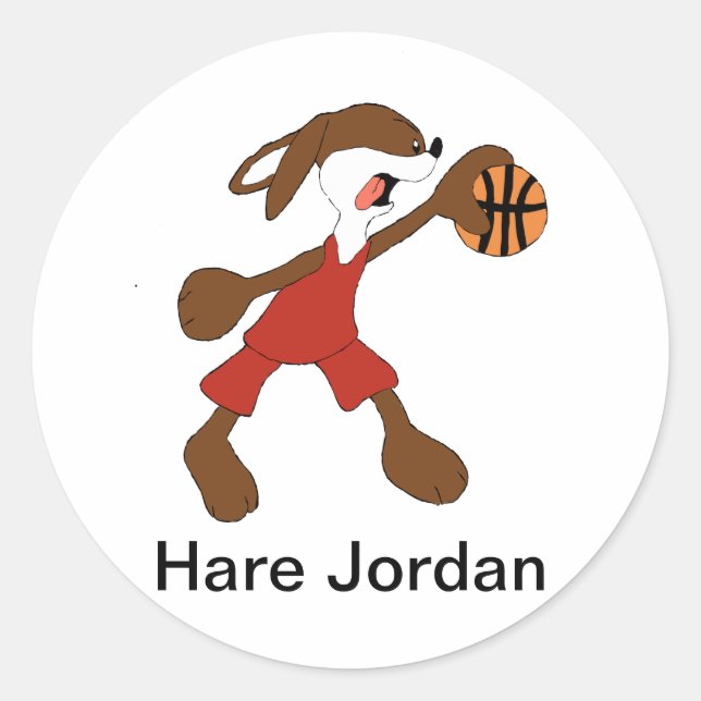 Sticker Rond Cartoon Rabbit Michael Jordan Fan (Devant)