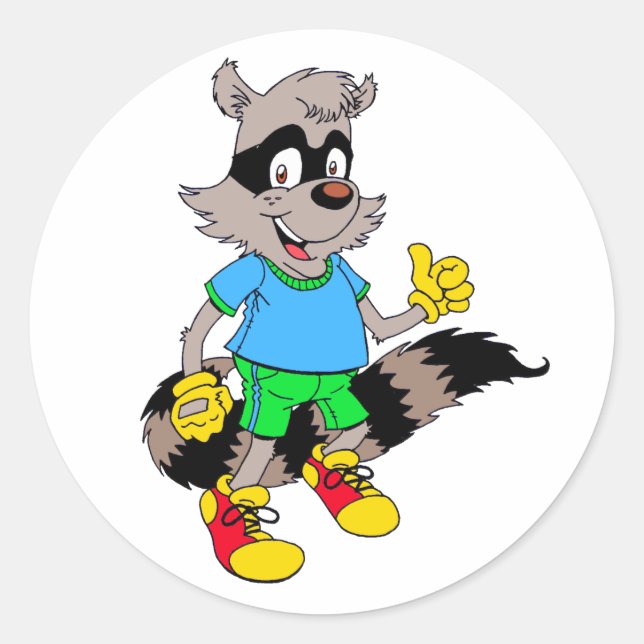 Sticker Rond Cartoon Raccoon (Devant)