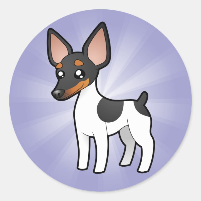 Sticker Rond Cartoon Rat Terrier / Toy Fox Terrier (Devant)