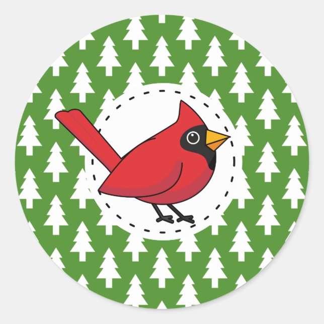 Sticker Rond Cartoon Red Cardinal (Devant)