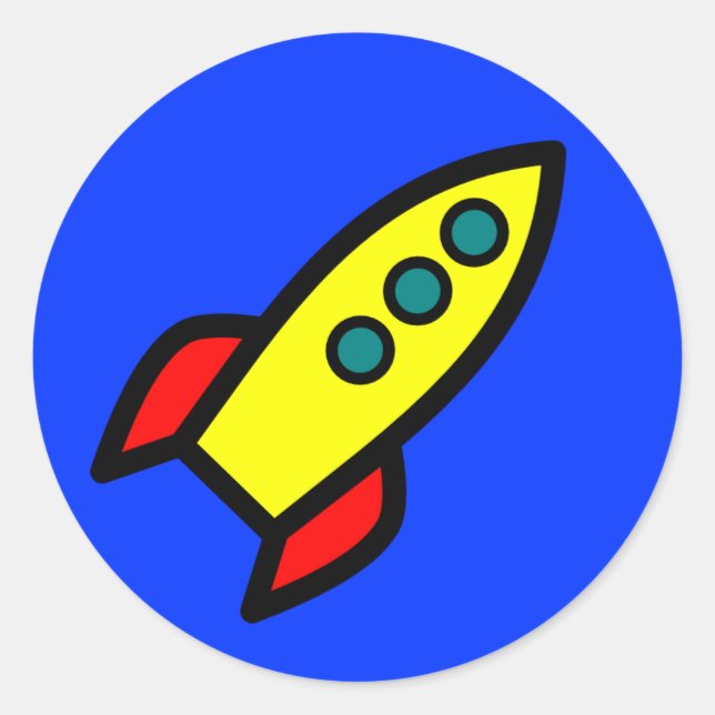 Sticker Rond Cartoon Rocket Ship (Devant)