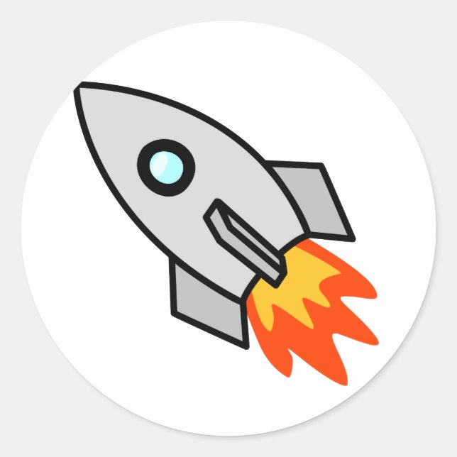 Sticker Rond Cartoon Rocket Ship (Devant)