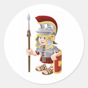 Sticker Rond Cartoon Roman Soldier
