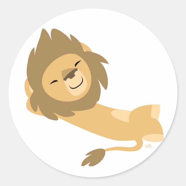 Sticker Rond Cartoon Siesta Lion collant rond (Devant)