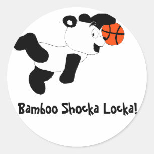 Sticker Rond Cartoon Slam Dunking Panda