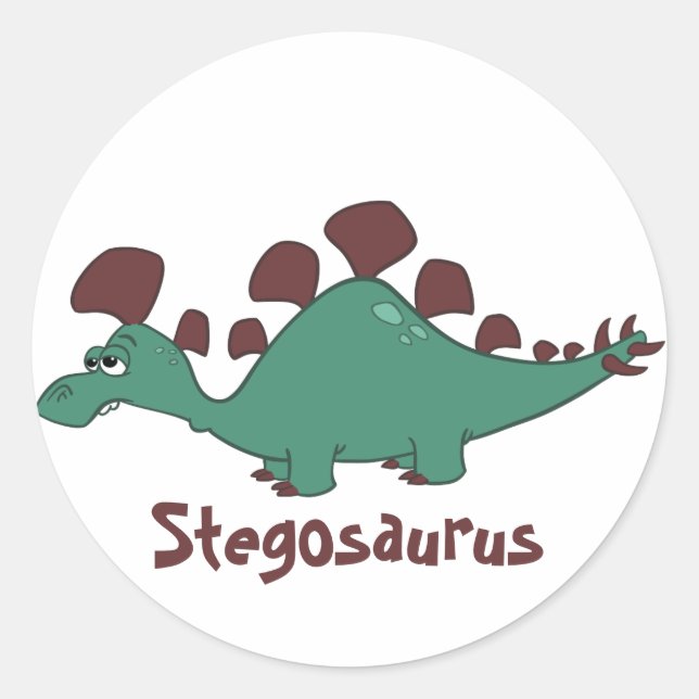 Sticker Rond Cartoon Stegosaurus (Devant)