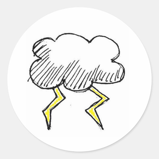 Sticker Rond Cartoon Storm Cloud Rainy Day Design (Devant)