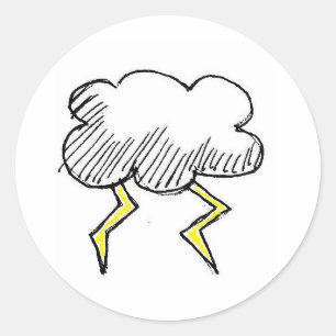 Sticker Rond Cartoon Storm Cloud Rainy Day Design