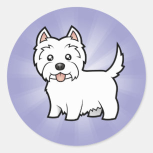 Sticker Rond Cartoon West Highland White Terrier