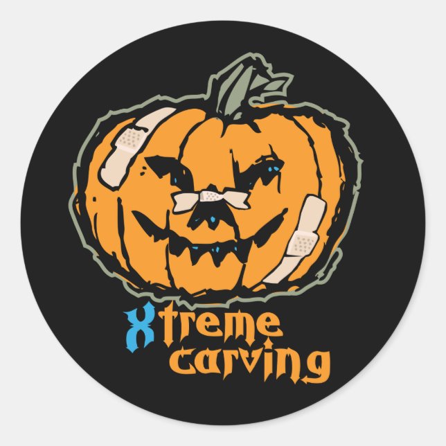Sticker Rond Carving Citrouille Xtreme (Devant)
