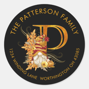 Sticker Rond Cas du label Season Gnome Monogram Letter P Addres