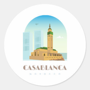 Sticker Rond Casablanca ville Maroc Skyline