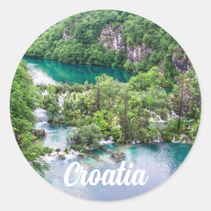 Sticker Rond Cascade de cascade dans le parc des lacs Plitvice,