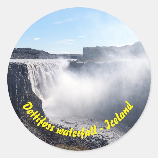 Sticker Rond Cascade de Dettifoss dans le parc national de Vatn (Devant)