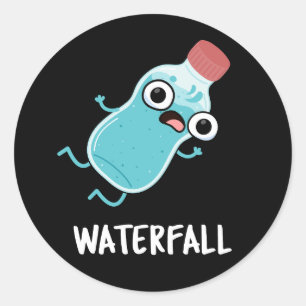 Sticker Rond Cascade Funny Water Pun Dark BG