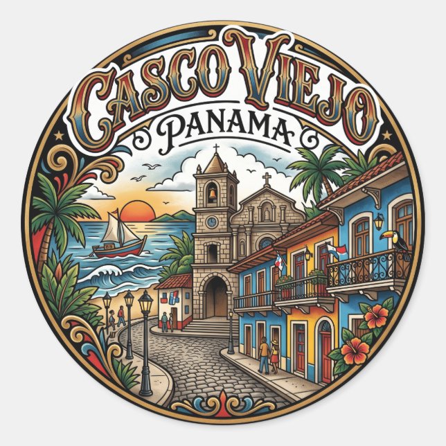 Sticker Rond Casco Viejo Panama (Devant)