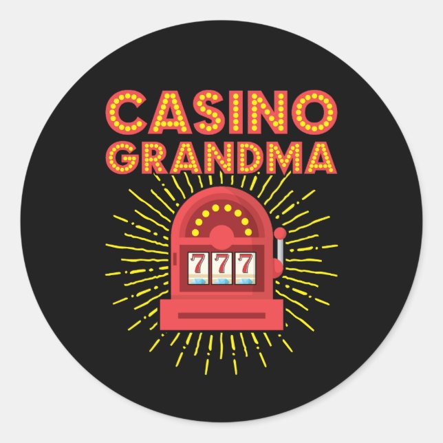 Sticker Rond Casino Grand-mère Gambling Granny (Devant)