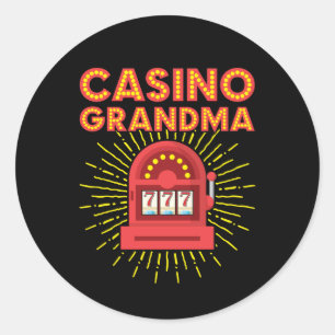 Sticker Rond Casino Grand-mère Gambling Granny