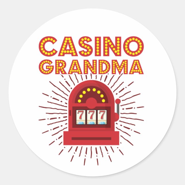 Sticker Rond Casino Grand-mère Machine à fente Jeu Grand-mère (Devant)
