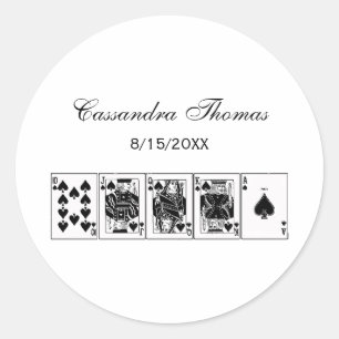 Sticker Rond Casino Night Poker Royal Straight Flush Spades