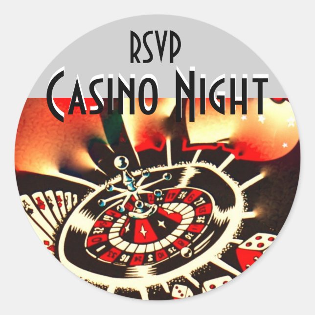 Sticker Rond Casino Night rsvp (Devant)