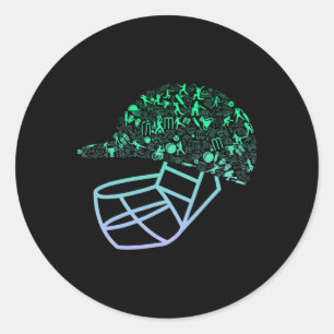 Sticker Rond Casque de cricket pour garçons joueurs de cricket 