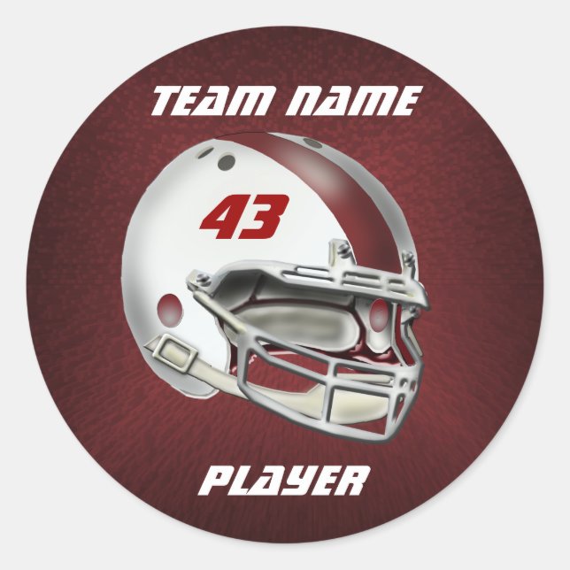 Sticker Rond Casque de football blanc et marron (Devant)