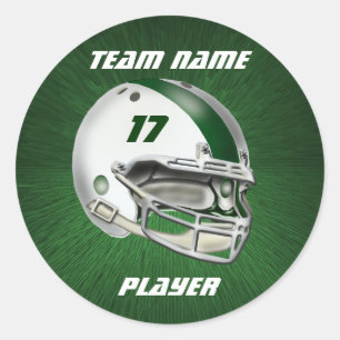 Sticker Rond Casque de football blanc et vert foncé