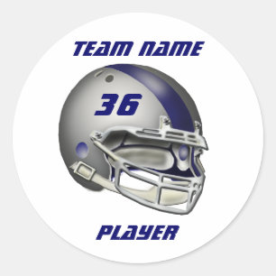 Sticker Rond Casque de football de bleu marine d'argent et
