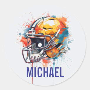 Sticker Rond Casque de football de motivation inspirante nom