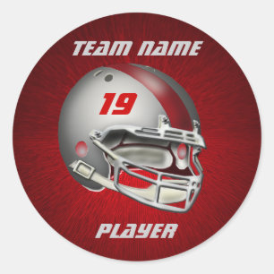 Sticker Rond Casque de football en argent et rouge