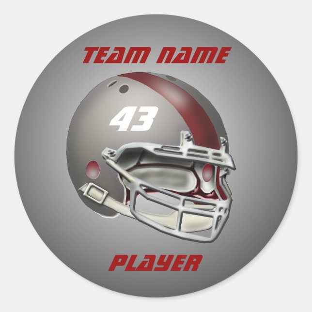Sticker Rond Casque de football gris et marron (Devant)