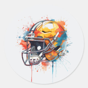 Sticker Rond Casque de football motivationnel inspirant 
