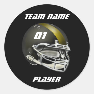 Sticker Rond Casque de football noir et or