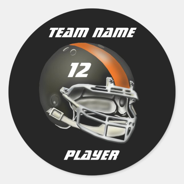 Sticker Rond Casque de football noir et orange (Devant)