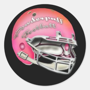 Sticker Rond Casque de football rose Powderpuff