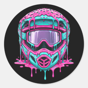 Sticker Rond Casque de Motocross Graphique Drip Melt Vélo Tout