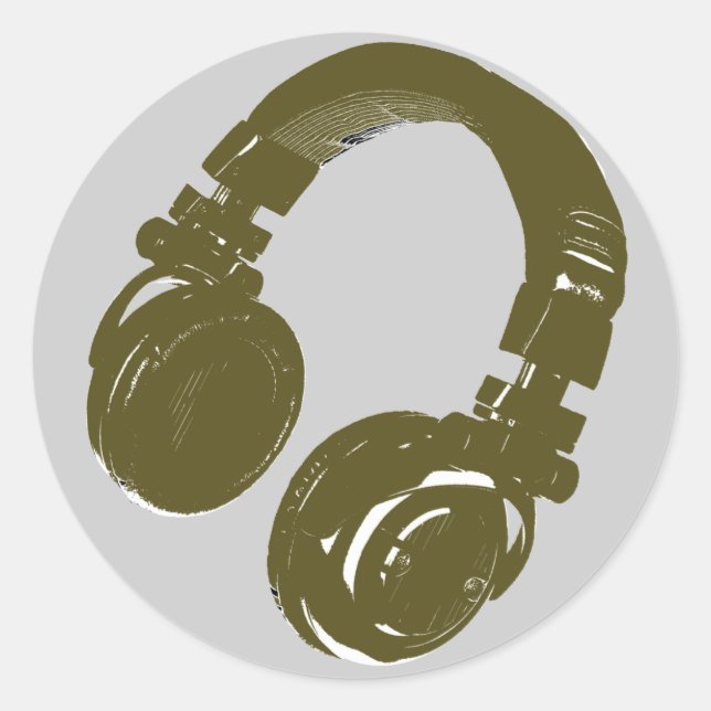 Sticker Rond Casque de musique DJ (Devant)