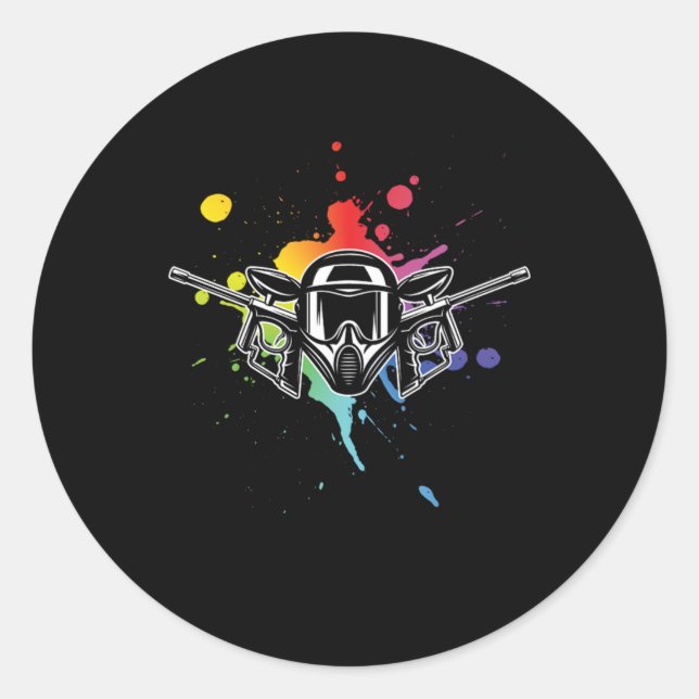 Sticker Rond Casque de Paintball Joueur de Paintball Marqueur C (Devant)